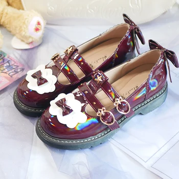 Nova Lolita Sapatos Nuvem Estudante de Design Arcos Bonito Loli Sapatos Queda de Sapatos femininos Meados de Calcanhar Doce Meninas Anime Cosplay Jk Pu Kawaii