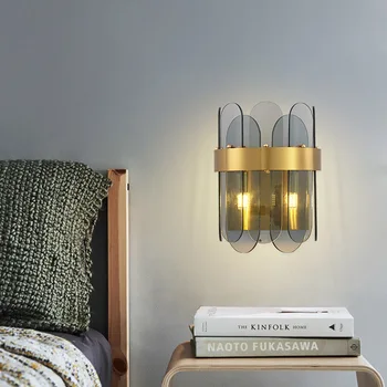 Novo Design Nórdico Moderno, Criativo LED, lâmpada de Parede de Vidro Azul de Metal dourado Projeto Popular Para a Sala de Projeto de Hotel Interior da Lâmpada