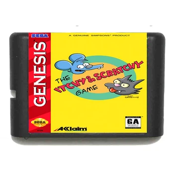 O Itchy & Scratchy para o 16 bits da Sega MD Card Game para Mega Drive para Gênesis NOS PAL Versão de Console de Vídeo Game
