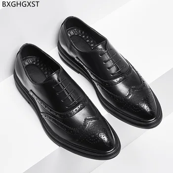 Oxford, Sapatos De Mens Moda Brogue Homens Sapatos De Escritório Formal De Couro Sapatos De Pontas Homens Novos 2022 Chaussure Homme Zapatos Hombre