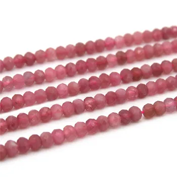 Pedra preciosa Natural Real Turmalina Rosa Esferas Facetadas Ábaco 3X4mm Jóias Pulseira Colar Brincos de Fazer Descobertas Material