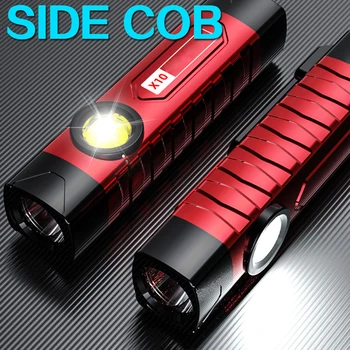 POCKETMAN Lanterna LED Recarregável USB 5 Modos de Lanternas de Bolso Mão de Luz Mini Lanterna com Luz Lateral Built-in Bateria
