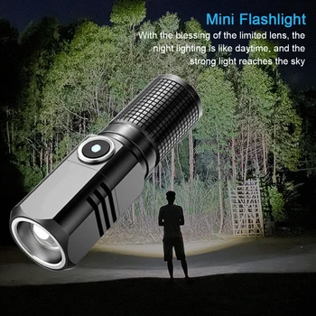 Portátil, Mini Lanterna elétrica de Alumínio Liga de 15W Acampamento ao ar livre 3-Mudanças de Tipo C Recarregável