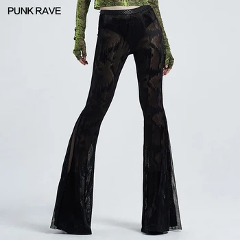 Preto Gótico, dark franjas compridas calças Punk Rave Mulheres Sexy Calças WK445