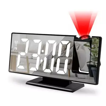 Projeção 3D Relógio Despertador Espelho de LED Mostrador de Relógio Com função Soneca Função da Temperatura Para a Home do Quarto área de Trabalho do Office Relógio de Mesa