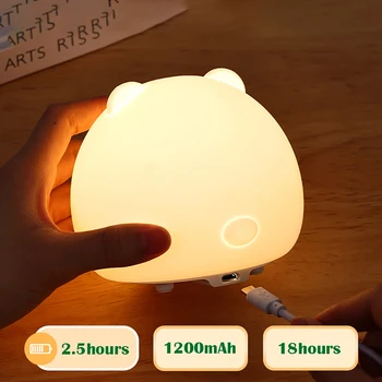 Silicone Tapinhas Lâmpada do DIODO emissor de Luz do Quarto-de-Cabeceira Decoração de Carregamento de desenhos animados ursinho de Dormir Lâmpadas para Bebê Crianças Férias de Presente