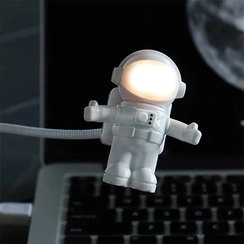 USB LED Lâmpada de Leitura Criativa Astronauta Astronauta Flexível Olho Cuidados Noite de Luz On/Off Interruptor de 5v para Notebook Portátil da área de Trabalho