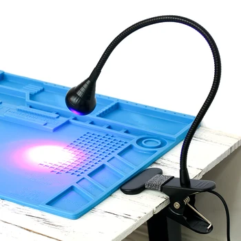 USB Ultravioleta Lâmpada de Cura LED Blacklight Gooseneck Luz com Prendedor de UV lâmpada Luz Negra Lâmpada para Mancha de Detecção de
