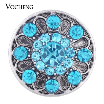 Vocheng Snap Encantos de 18mm Glam Azul Cristal Botão de Presente para as Meninas Vn-1035