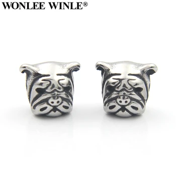 Wonlee Winle 316L de Aço Inoxidável de 2mm Buraco do Cão Cabeça Animal Esferas Charme Para o Bracelete da Jóia Fazer DIY Homens e Mulheres