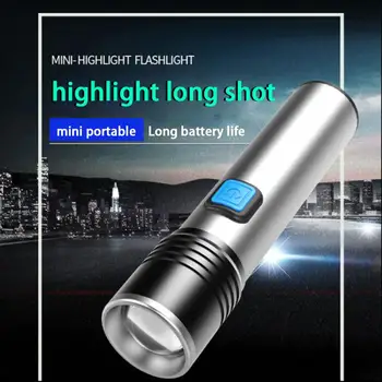 Xm-T6 LED Brilhante Mini Lanterna elétrica Recarregável USB Zoom de Alumínio Lanterna à prova d'água Para Bicicleta Acampamento Multifuncional Luz