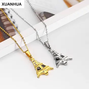 XUANHUA colar de cristal de aço inoxidável mulher incomum de bens de dia de são valentim torre Eiffel acessórios de moda jewelrychain