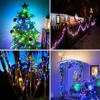Árvore de natal de Luzes de corda Com Smart Bluetooth Aplicativo de Controle Remoto de Decoração de Natal Para a Casa da Árvore Novo Ano de 2023 5/10M USB